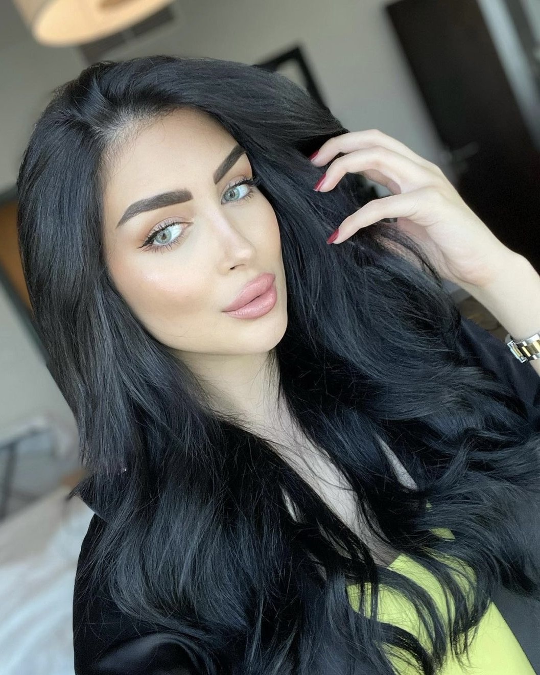 black hair arab woman